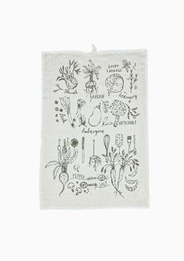 Salt & Pepper Linen Tea Towel | White