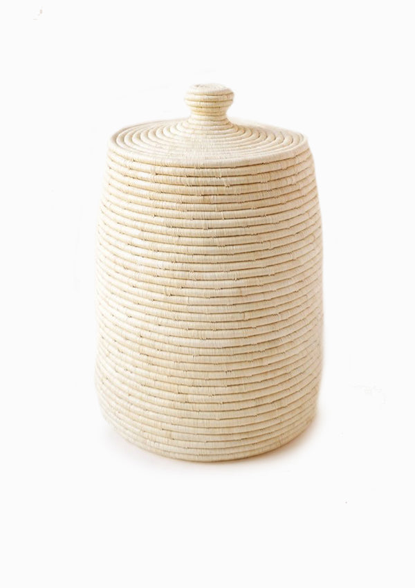 Raffia Lidded Basket