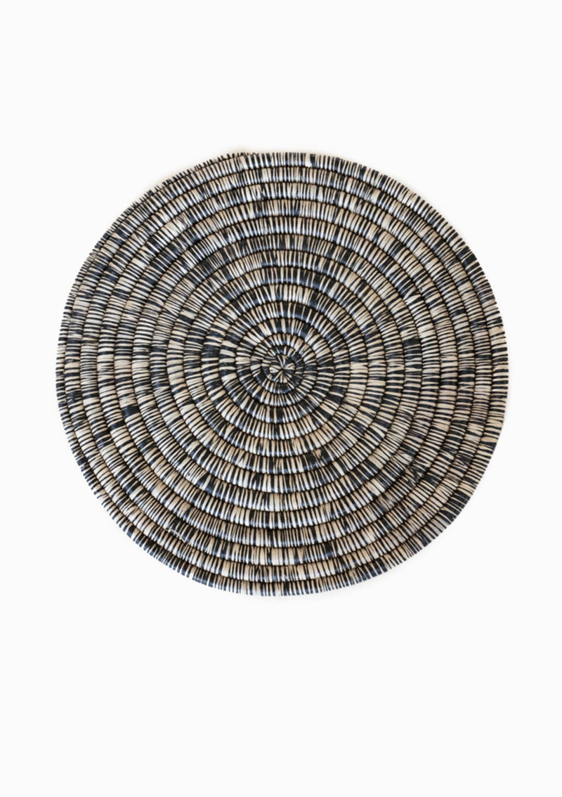 Raffia Mixed Flat Platter | Natural Black