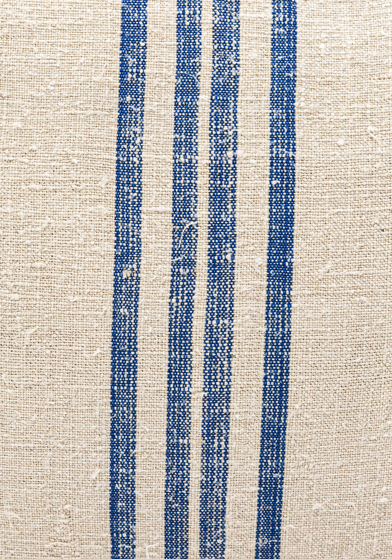 Wide Quad Blue Stripe Grain Sack Pillow | 18.5" x 18.5"