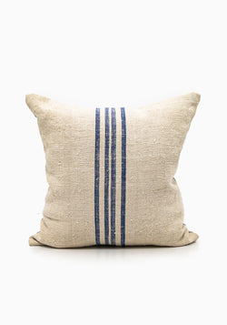Wide Quad Blue Stripe Grain Sack Pillow | 18.5" x 18.5"