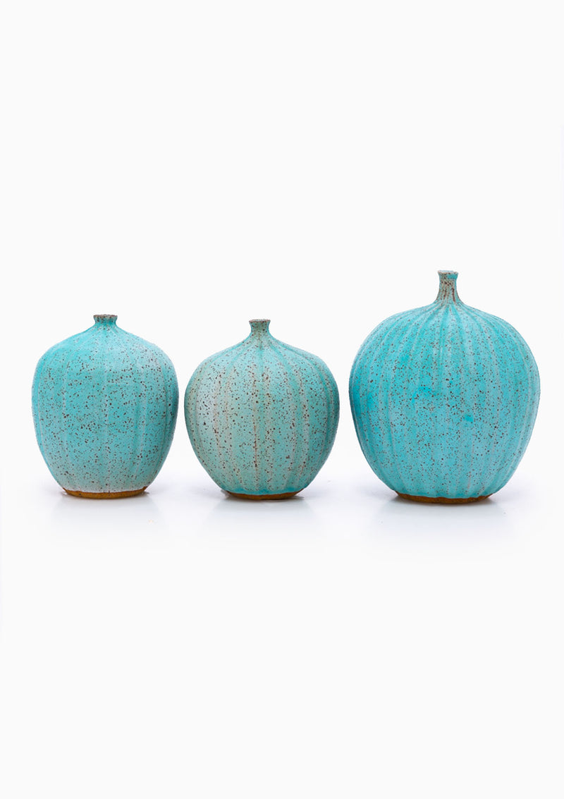 Small Turquoise Faceted Bud Vase 4