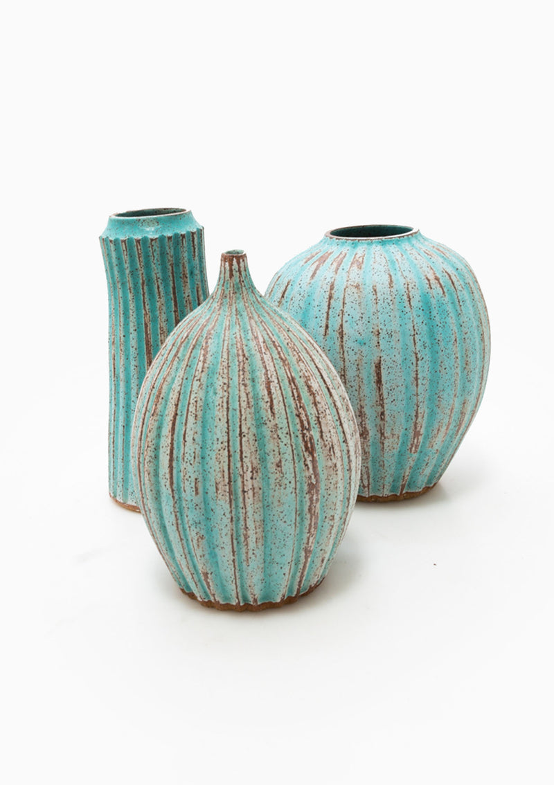 Large Turquoise Faceted Bud Vase 5