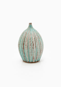 Large Turquoise Faceted Bud Vase 5