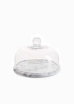 White Marble & Glass Cloche