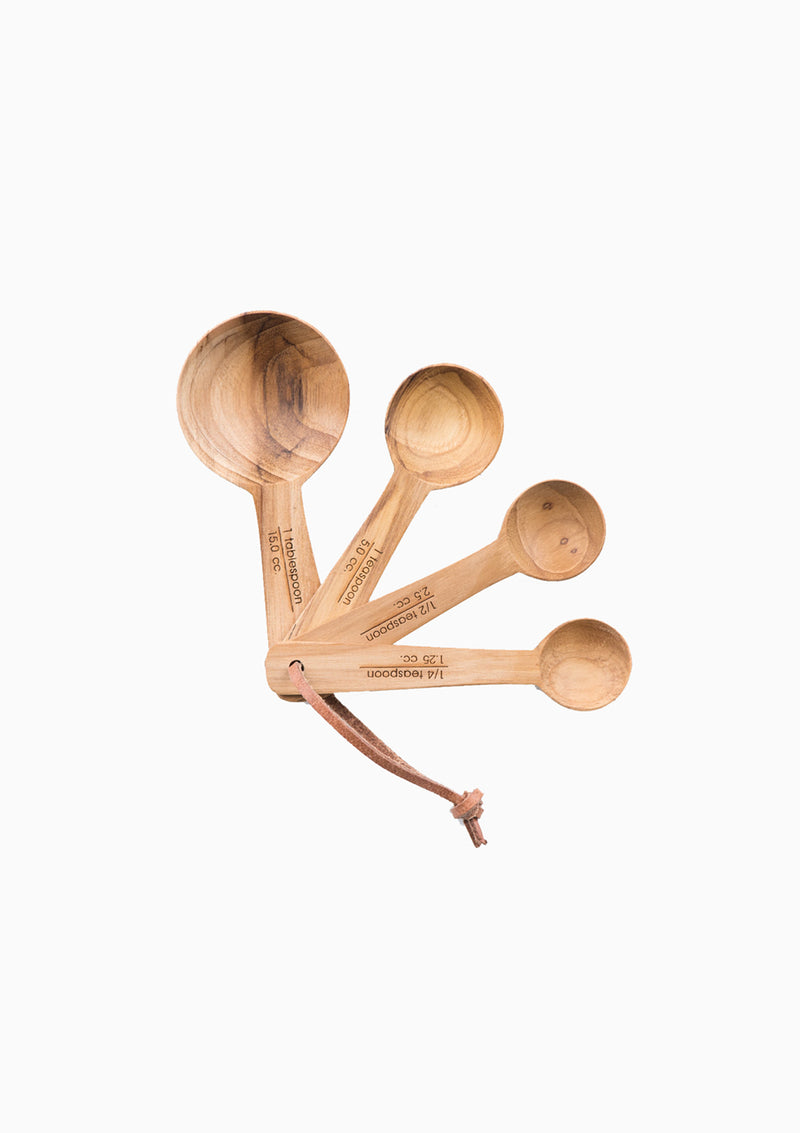 Teak Round Measuring Spoons // Artisanal Designer Kitchen Tools //