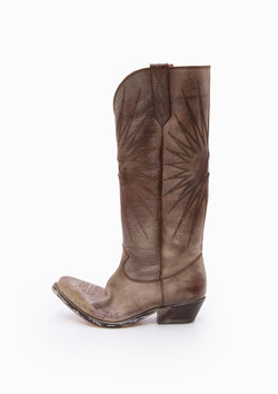 Wish Star Ray Embroidery Boot | Brown