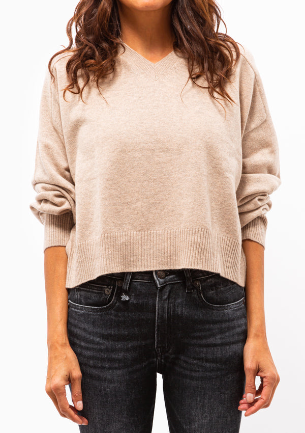 Emsalo V-Neck Sweater | Beige Melange