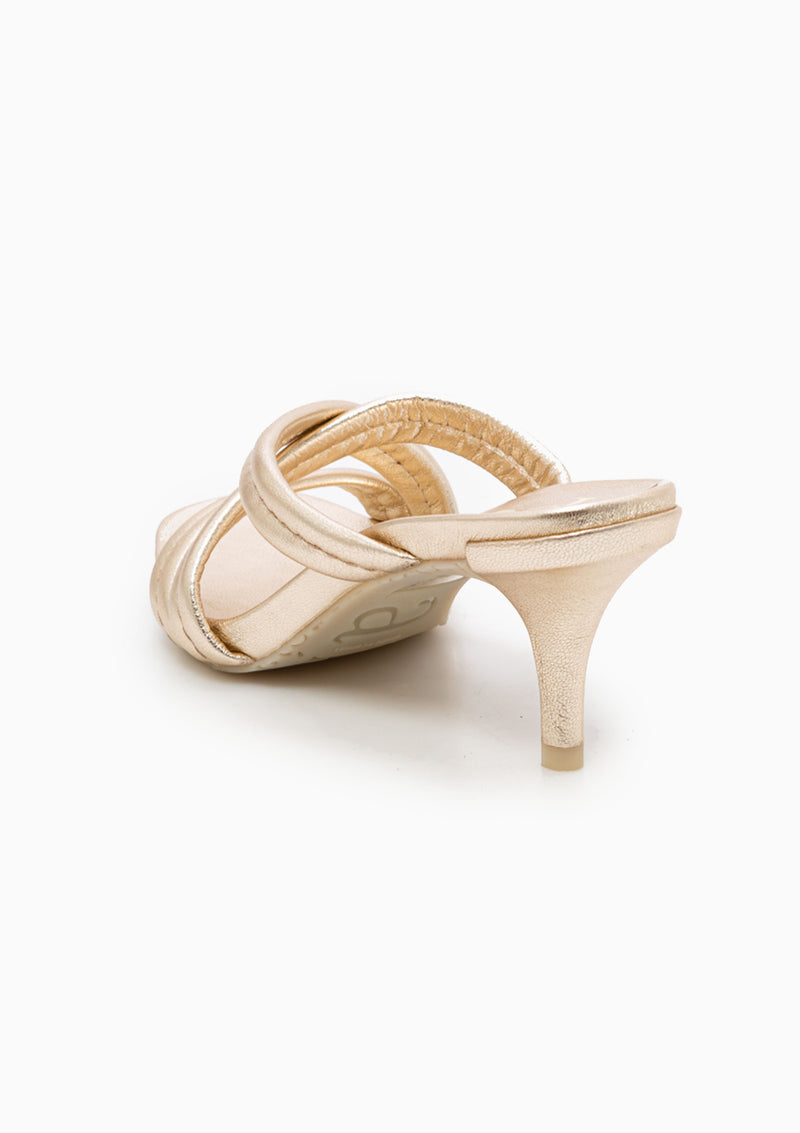 Cindy Midi Heel | Creme Lame
