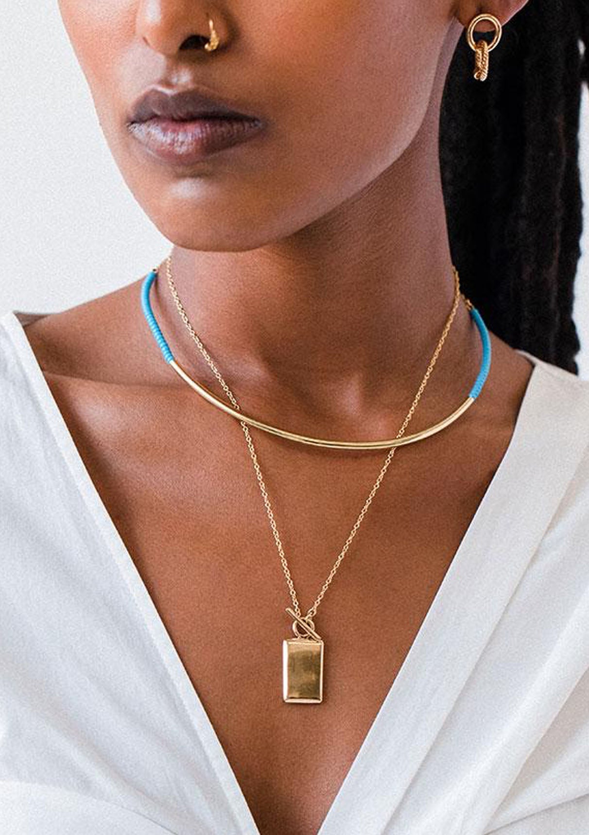 Shanga Collar Necklace | Turquoise/Gold Plated Brass