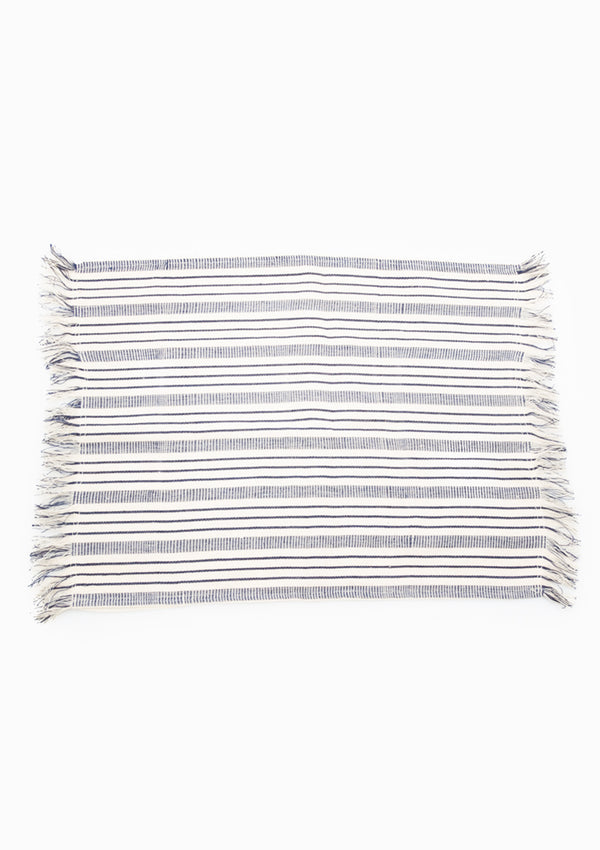 Fringe Placemat | Natural/Blue Quad Stripe