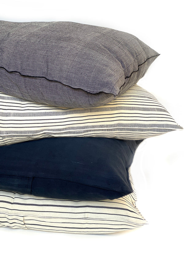 Headboard Cushion, Natural/Navy Quad Stripe | 24" x 32"