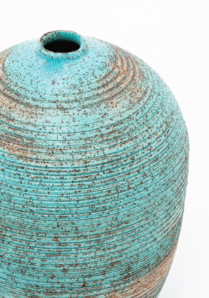 Large Turquoise Faceted Bud Vase