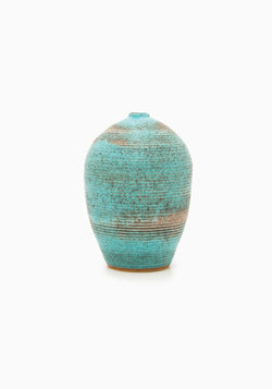 Large Turquoise Faceted Bud Vase