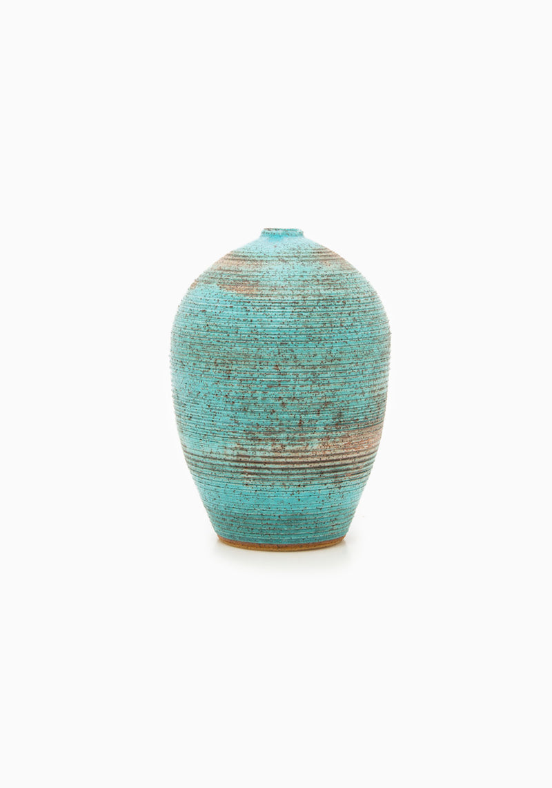 Large Turquoise Faceted Bud Vase