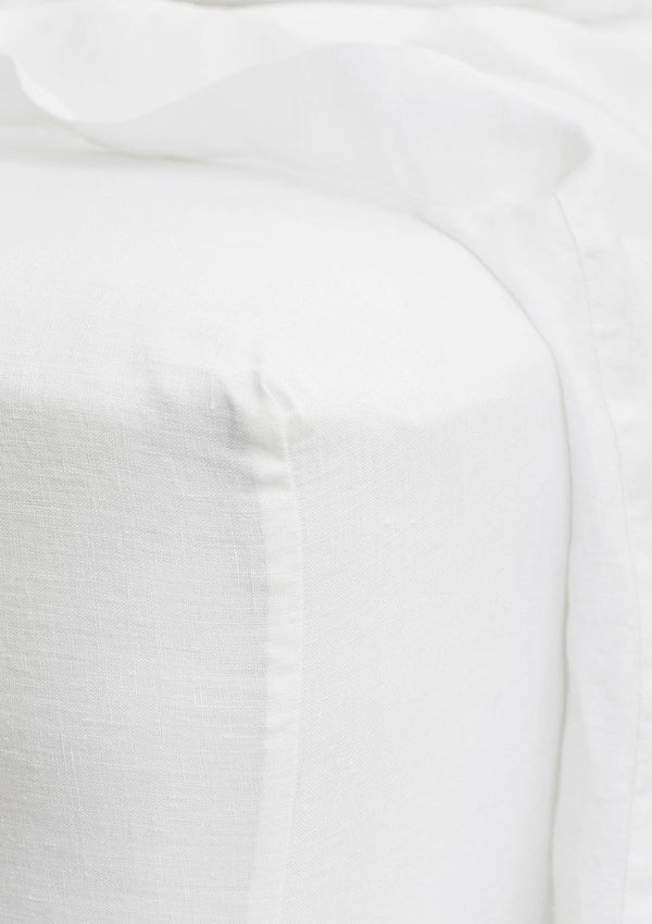 Linen Fitted Sheet King | White
