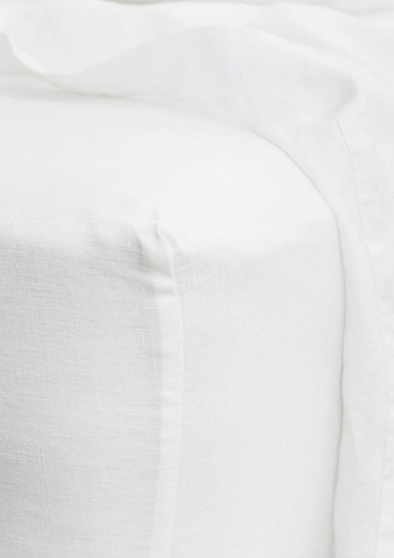 Linen Fitted Sheet Queen | White