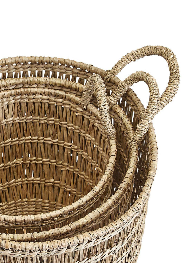 Round Open Weave Seagrass Basket | Small