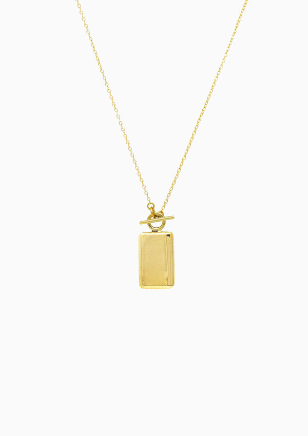 Rectangle Medallion Necklace | Gold Plated Brass